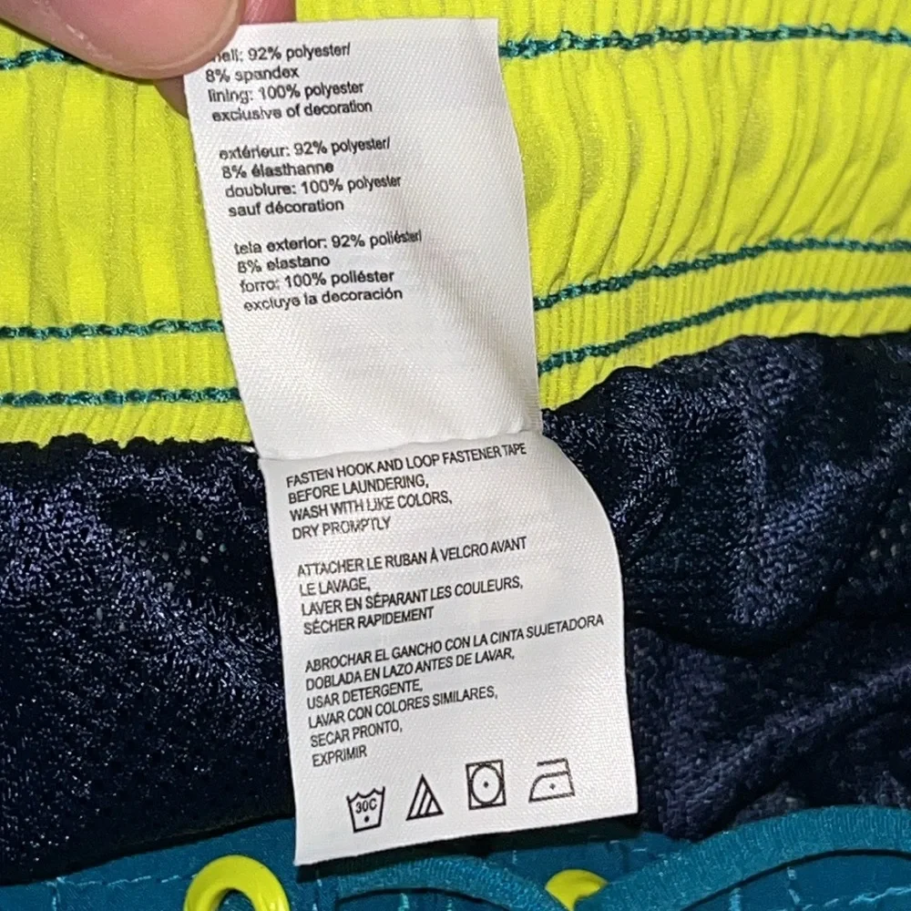 Speedo Mens Blue Green White Swim Short Size Medium with Liner and Elastic Waist